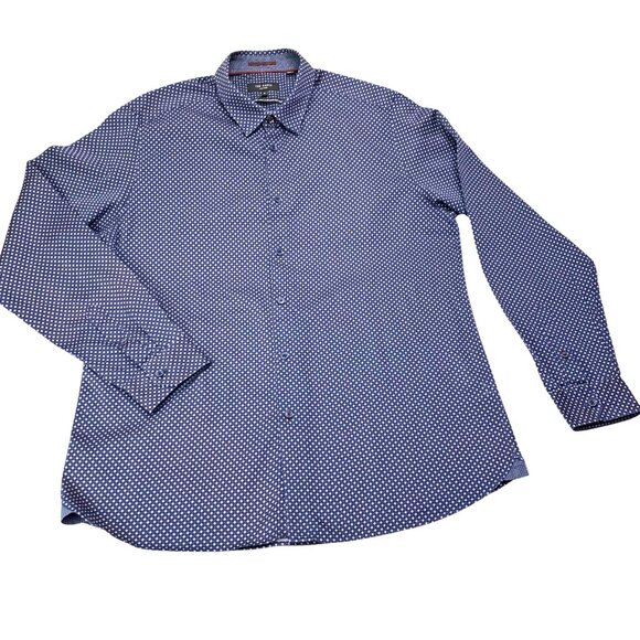 Ted Baker London Merci Navy Geo Print Buttoned Collar Shirt - Picture 9 of 10